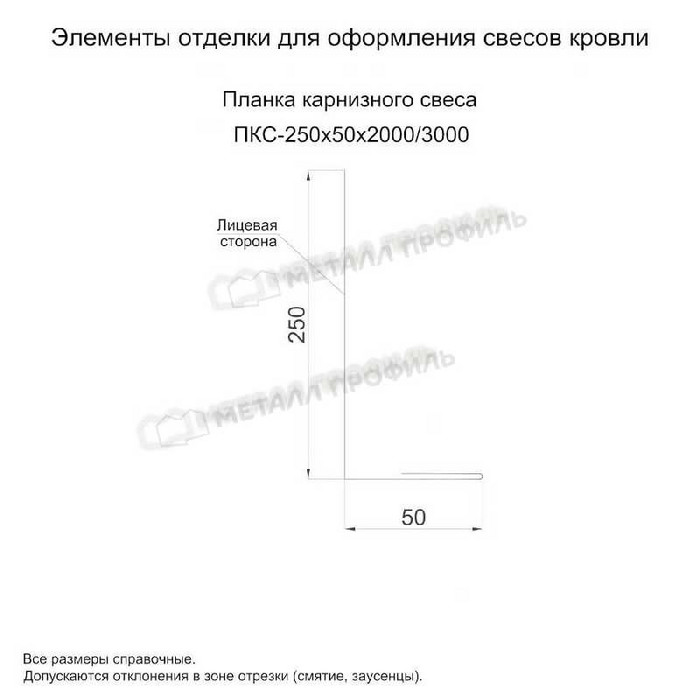 Планка карнизного свеса 250х50х2000 (PURMAN-20-Tourmalin-0.5)