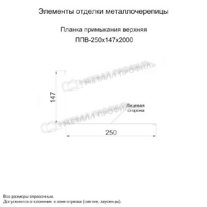 Планка примыкания верхняя 250х147х2000 (PURMAN-20-Tourmalin-0.5)