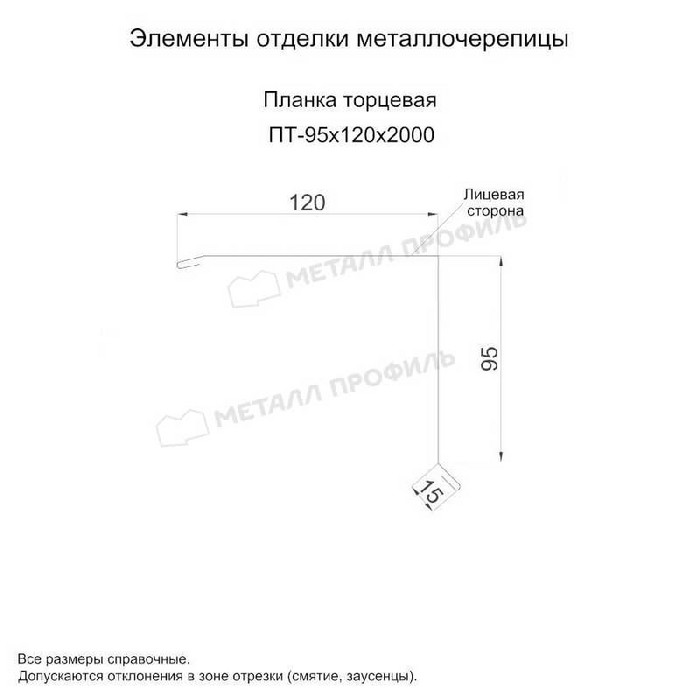 Планка торцевая 95х120х2000 (ОЦ-01-БЦ-0.4)