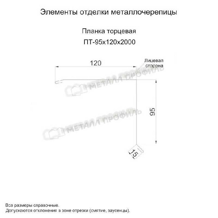 Планка торцевая 95х120х2000 (PURMAN-20-Tourmalin-0.5)