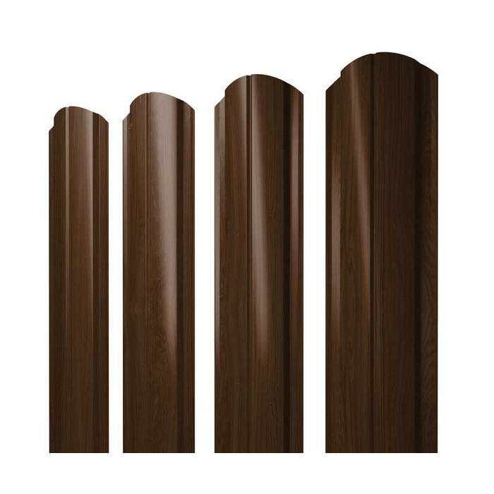 Штакетник Полукруглый Slim фигурный Grand Line 0,45 Print Elite Choco Wood Choco Wood